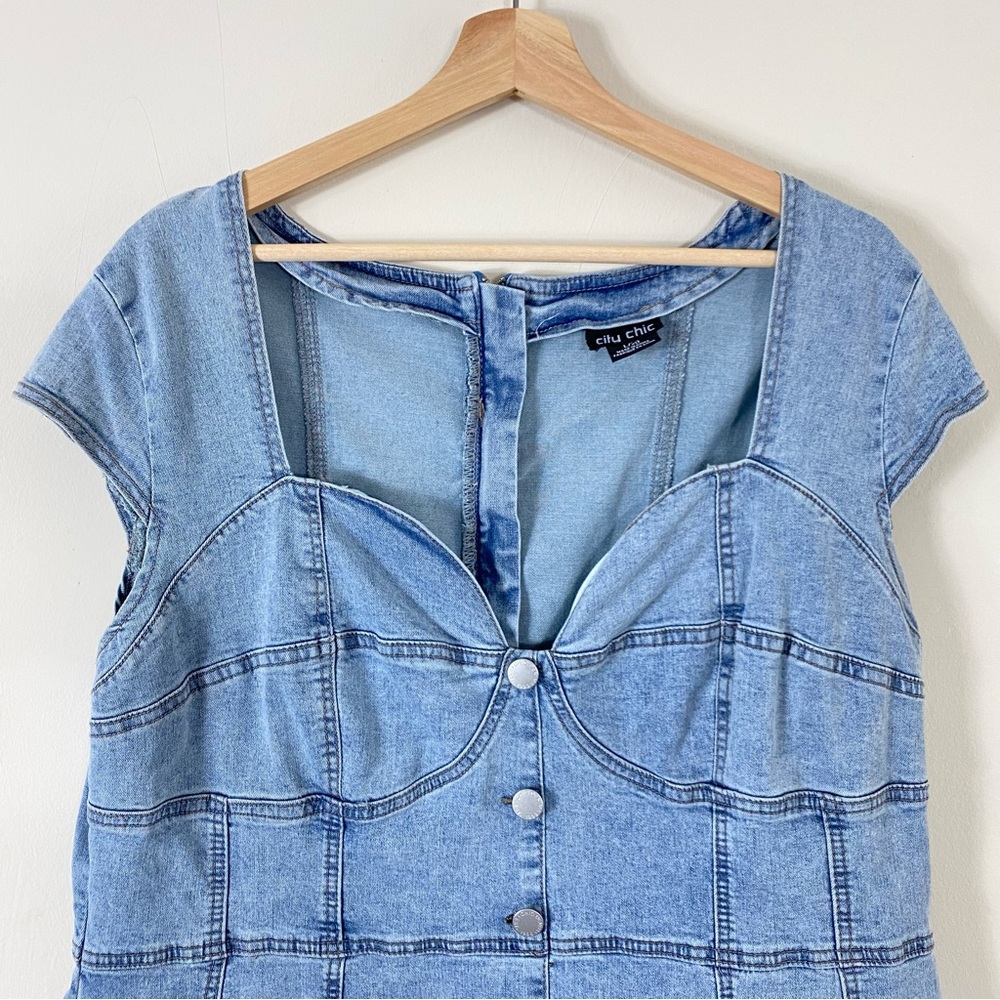 💙2/$20 Sweetheart Neck Denim Mini Dress - Picture 15 of 16